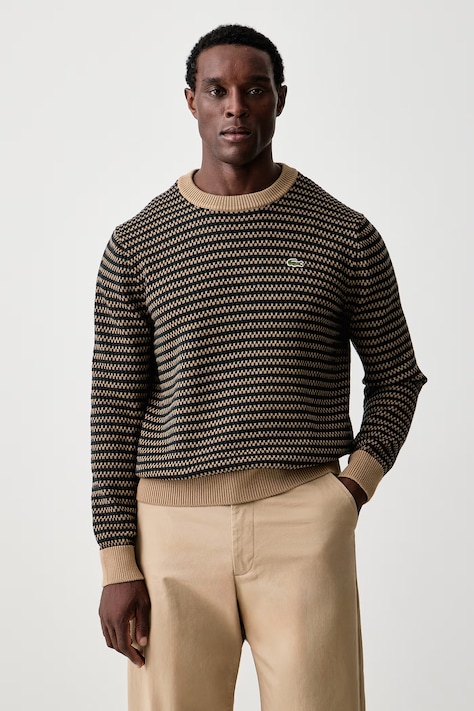 Lacoste Sweter męski z bawełną brązowy AH8569