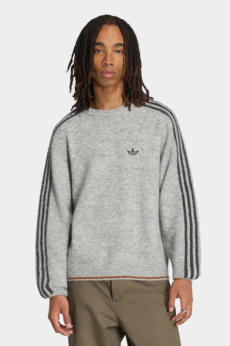 adidas Originals Πουλόβερ ανδρικό Fluffy Knit Crew γκρί KE4169
