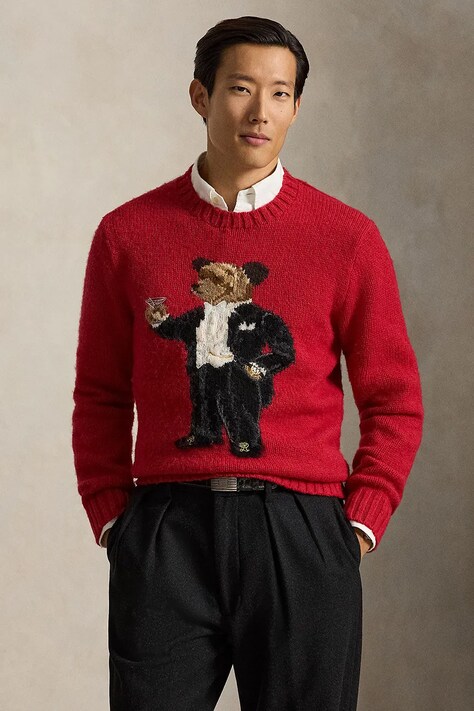 Polo Ralph Lauren Sweter męski wełniany czerwony 710B28797