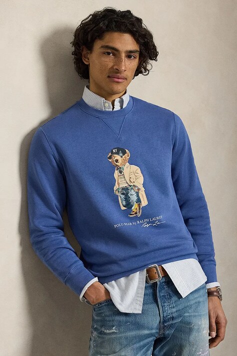 Polo Ralph Lauren sweter męski z bawełną niebieski 710B27073