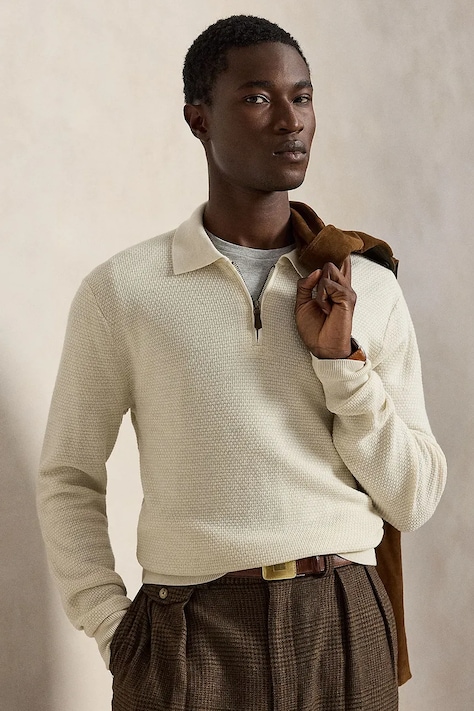 Polo Ralph Lauren Sweter męski wełniany beżowy 710B26772