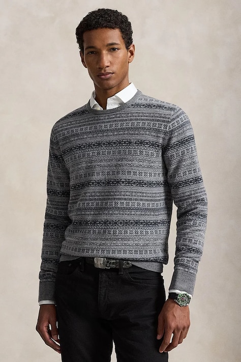 Polo Ralph Lauren Sweter męski wełniany szary 710B23899