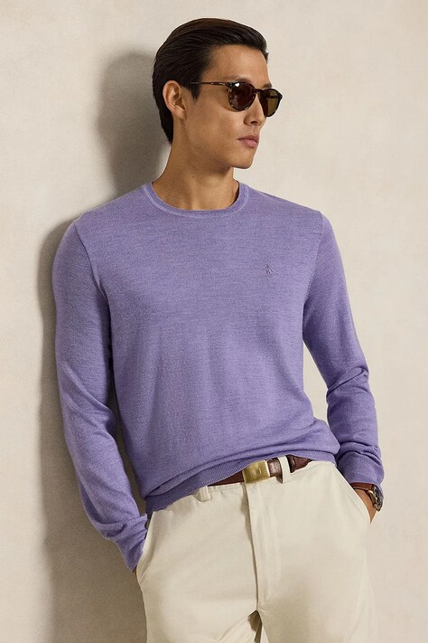 Polo Ralph Lauren Sweter męski wełniany fioletowy 710954589