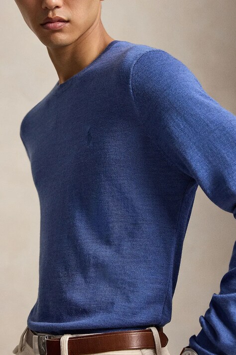 Polo Ralph Lauren светр чоловічий вовняний — AW26-SWMZN5, блакитний — фото 4