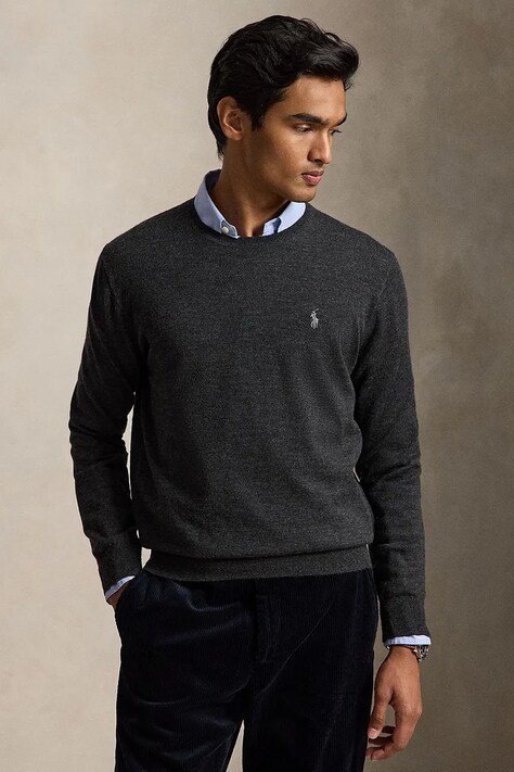 Polo Ralph Lauren Sweter wełniany męski szary 710954589