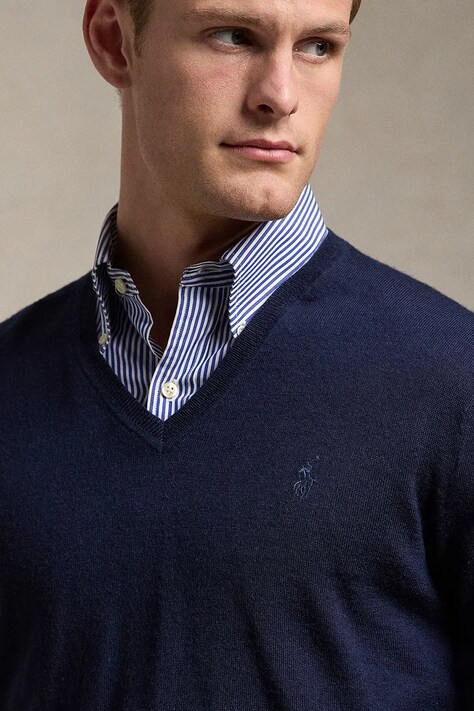 Polo Ralph Lauren светр чоловічий вовняний — AW26-SWMZN6, темно-синій — фото 4