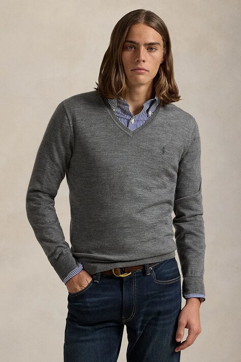 Polo Ralph Lauren sweter męski wełniany szary 710941105