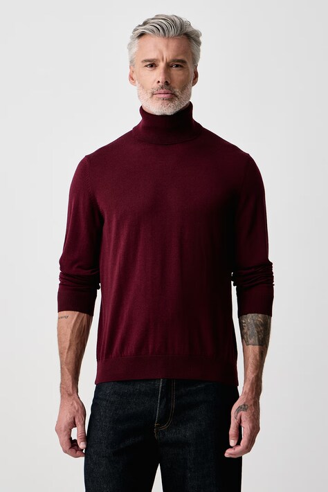Tommy Hilfiger Golf męski wełniany bordowy MW0MW44700