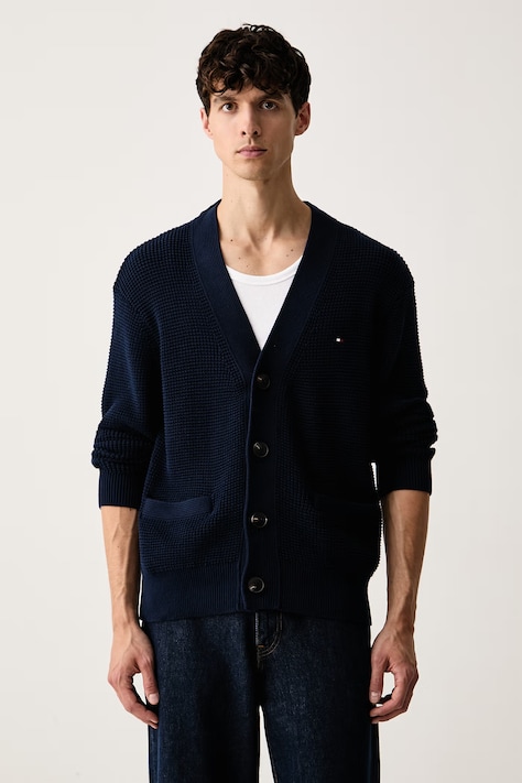 Tommy Hilfiger ζακέτα ανδρική βαμβακερή σκούρα μπλε MW0MW45656