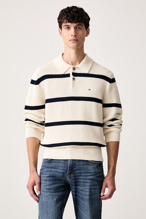 Tommy Hilfiger Πουλόβερ ανδρικό βαμβακερό μπεζ MW0MW44773