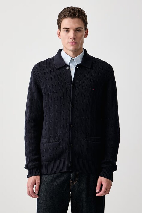 Tommy Hilfiger Kardigan za muškarce od pamuka mornarsko plavi MW0MW44756