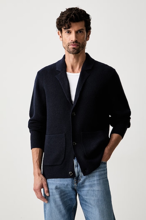 Tommy Hilfiger cardigan pentru bărbați cu lână bleumarin MW0MW44717