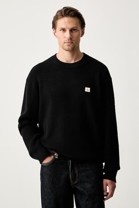 Calvin Klein Jeans pulover pentru bărbați din bumbac negru LV04RH326G
