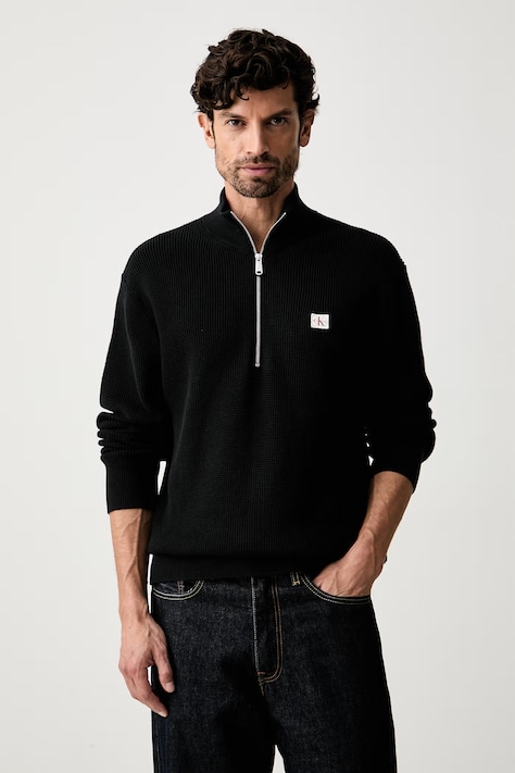 Calvin Klein Jeans półgolf męski bawełniany czarny LV04RH327G
