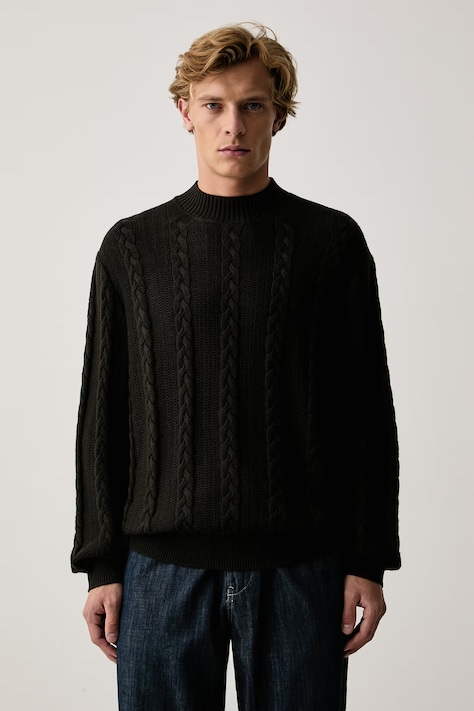 Armani Exchange Półgolf męski z dodatkiem wełny zielony XM003563 AF14008