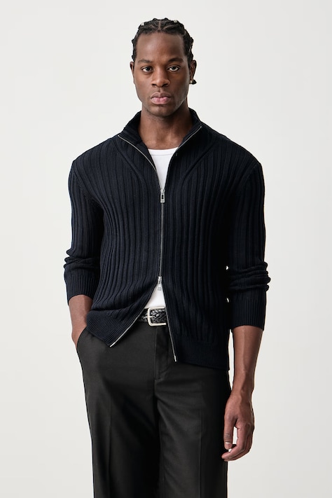 Armani Exchange Свитер на застежке мужской с добавлением шерсти тёмно-синий XM002998 AF14008