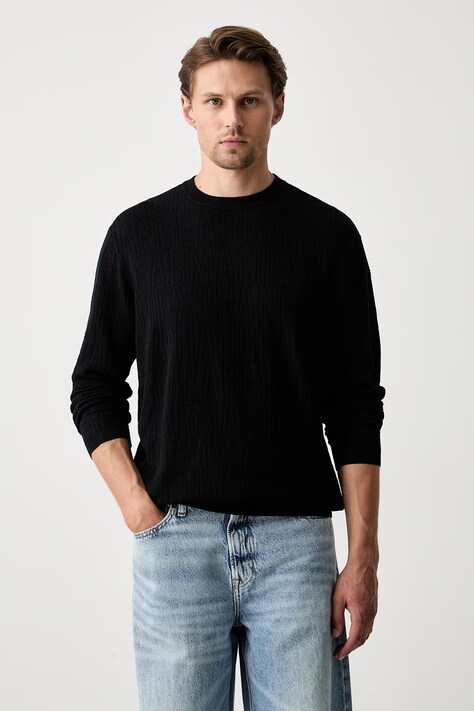 Armani Exchange Sveter pánsky s viskózou tmavomodrý XM002986 AF10454