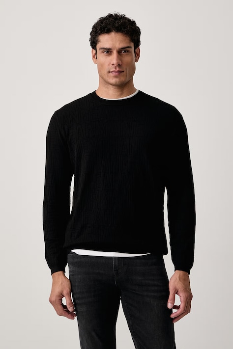 Armani Exchange Sveter pánsky s viskózou čierny XM002986 AF10454