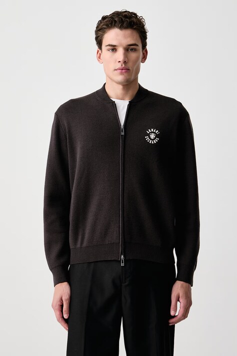 Armani Exchange Kardigan męski z dodatkiem wełny czarny XM002864 AF14007