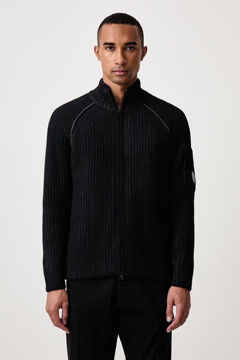 C.P. Company Sweter rozpinany męski z dodatkiem wełny szary 21CMKN300A006170A