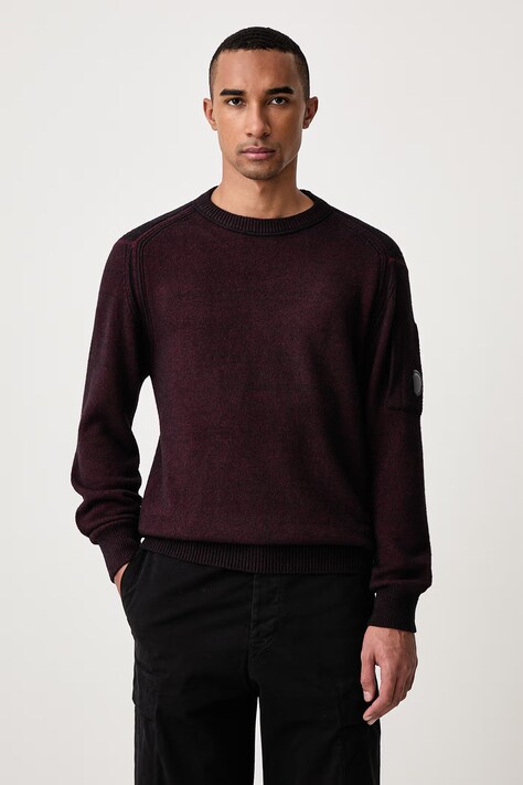 C.P. Company Sweter męski z dodatkiem wełny bordowy 21CMKN297A006170A