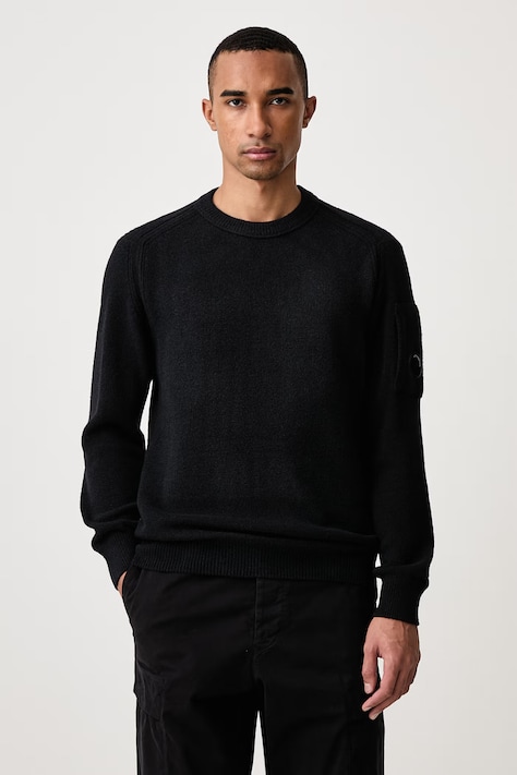 C.P. Company Sweter męski z dodatkiem wełny czarny 21CMKN297A006170A