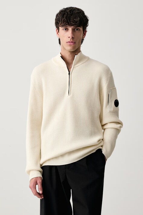 C.P. Company Sweter męski z wełną beżowy 21CMKN269A006595A