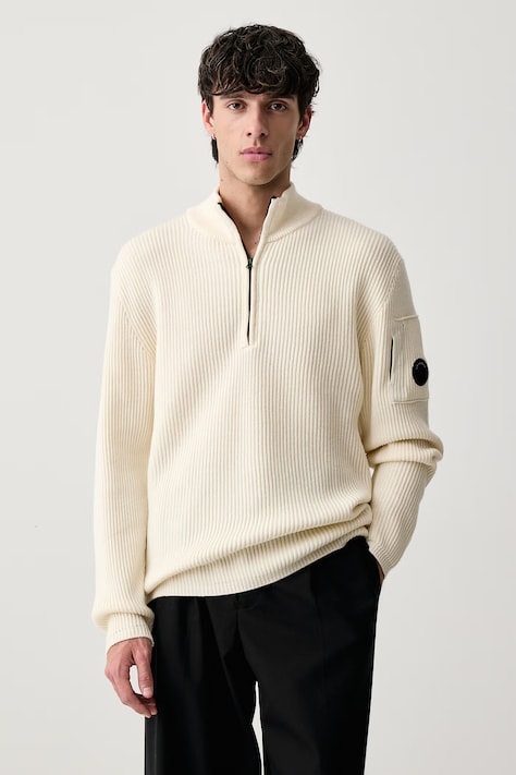 C.P. Company Sweter męski z wełną beżowy 21CMKN269A006595A
