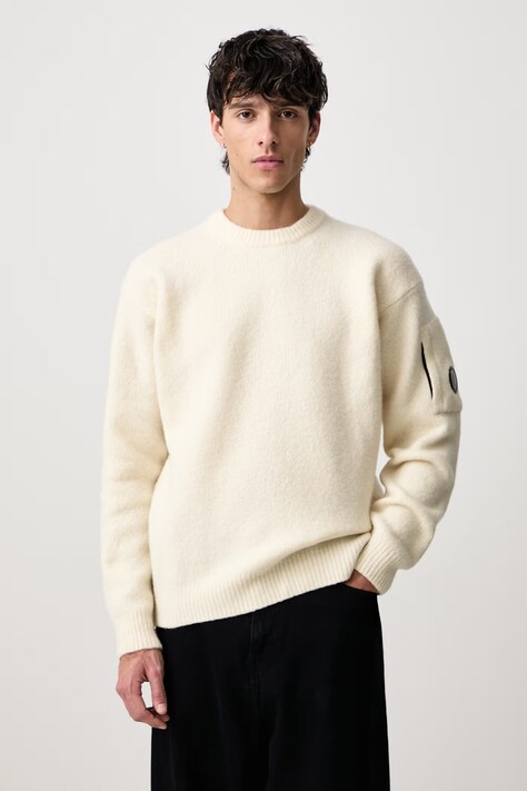 C.P. Company Sweter męski z wełną beżowy 21CMKN262A110509A