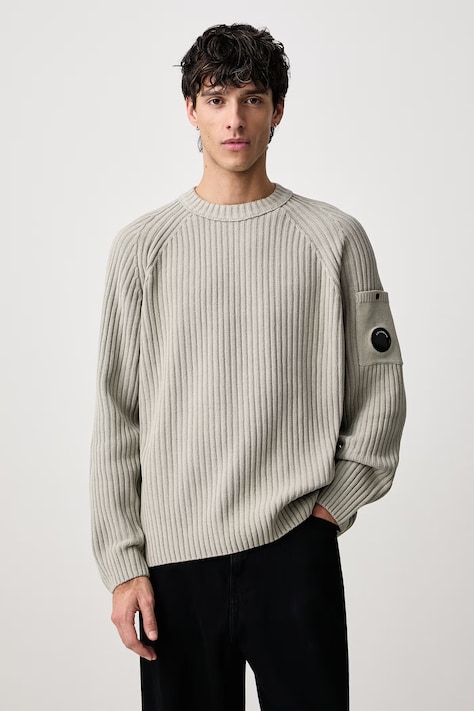 C.P. Company Sweter męski bawełniany szary 21CMKN049A005558G