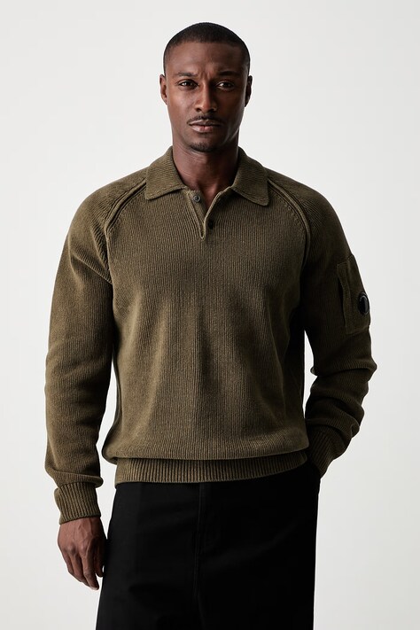 C.P. Company sweter bawełniany męski zielony 21CMKN198A005558G