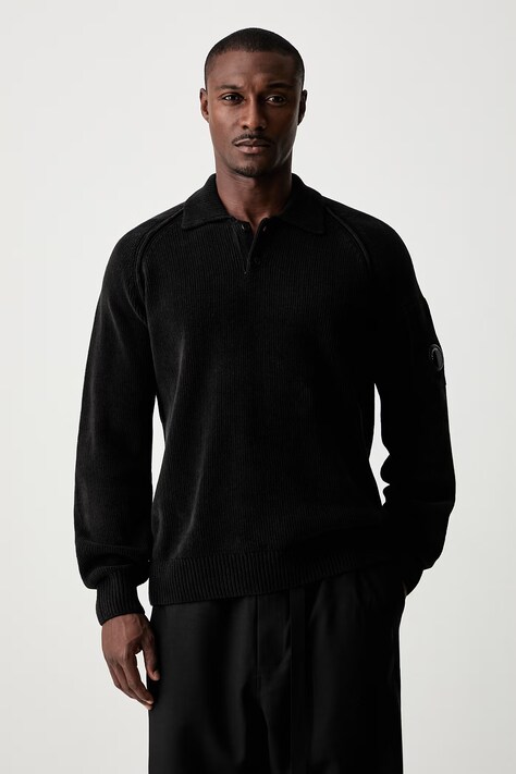 C.P. Company sweter bawełniany męski czarny 21CMKN198A005558G