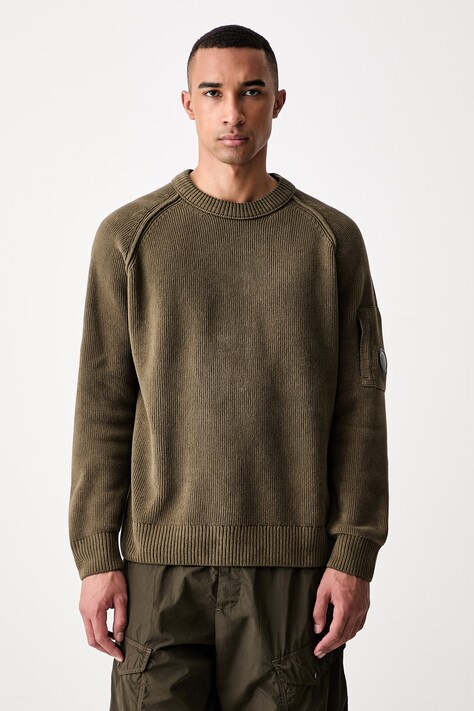 C.P. Company sweter bawełniany męski zielony 21CMKN196A005558G