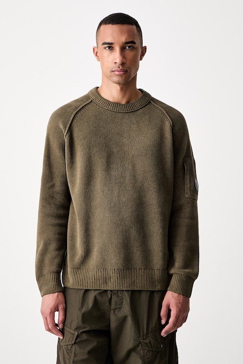 C.P. Company sweter bawełniany męski zielony 21CMKN196A005558G