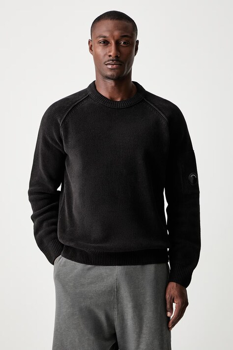 C.P. Company sweter bawełniany męski czarny 21CMKN196A005558G