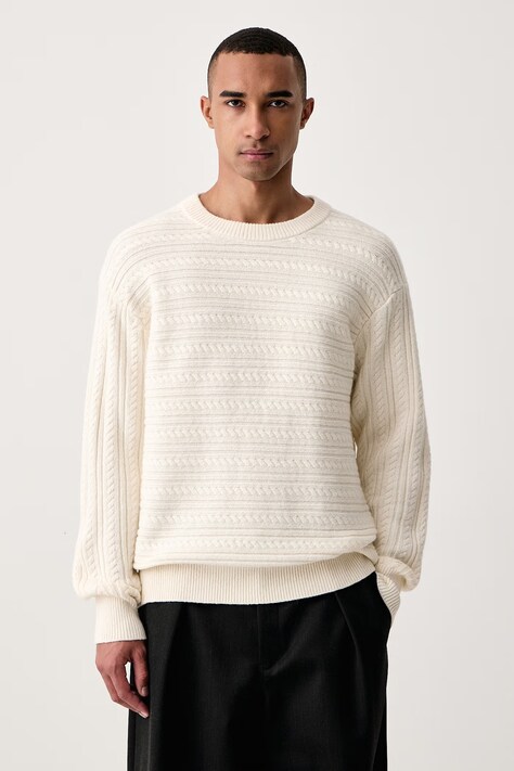 Calvin Klein Sveter pánsky s prímesou vlny béžový LV04LH315G