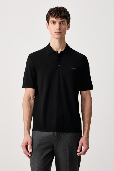 Calvin Klein Pletena polo majica za muškarce s viskozom crna LV04LH328G