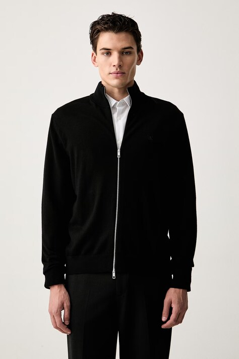 Calvin Klein sweter rozpinany męski wełniany czarny LV04LH320G