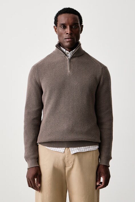 United Colors of Benetton Sweter męski z dodatkiem wełny brązowy 12D5U202D