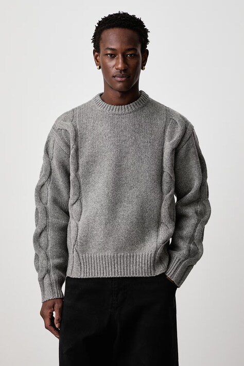 Axel Arigato Beam Cable-Knit sweter z wełną damski szary A4005002
