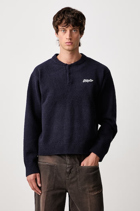 Axel Arigato Tag sweter męski z bawełną granatowy A4162002