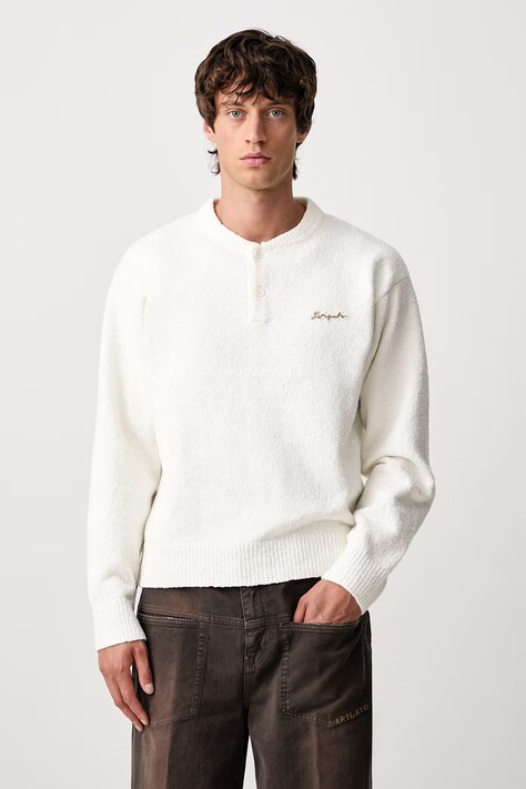 Axel Arigato Tag sweter męski z bawełną beżowy A4162001
