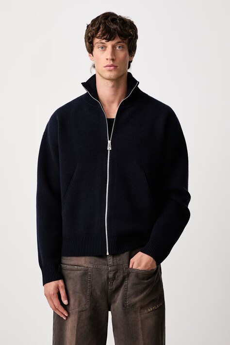 Axel Arigato Sweter rozpinany męski z wełną granatowy A2143001