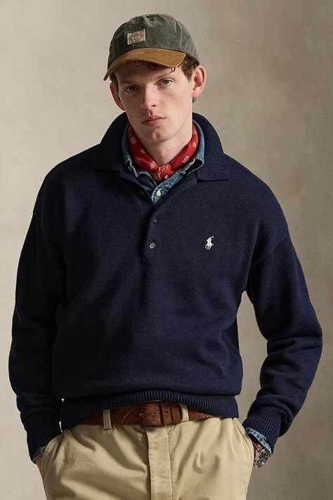 Polo Ralph Lauren sweter bawełniany męski granatowy 710B20258001