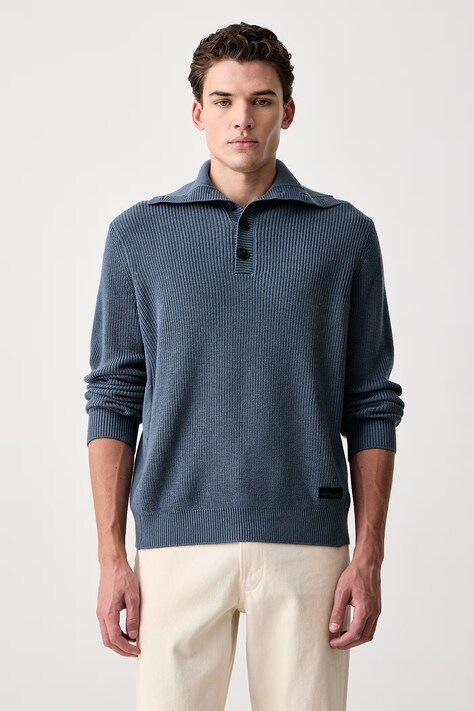 Trussardi Sweter męski z wełną niebieski M0308000120N
