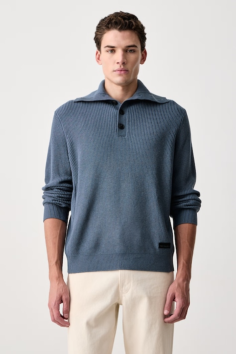 Trussardi Sweter męski z wełną niebieski M0308000120N