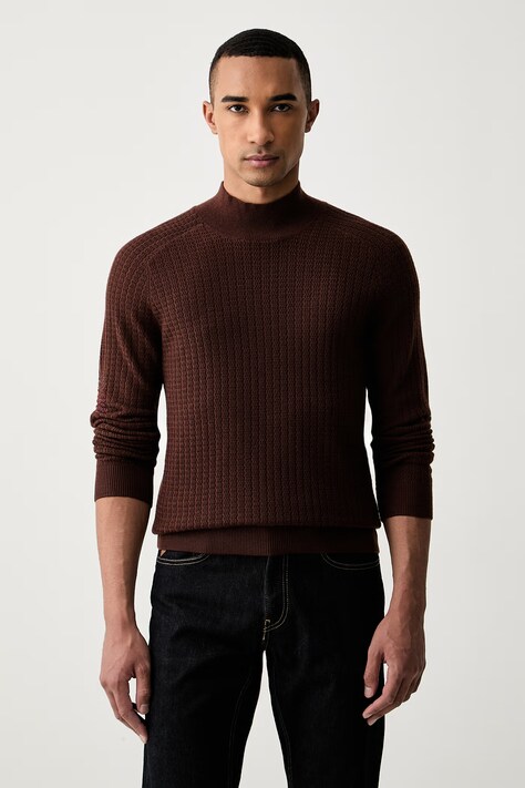Trussardi półgolf męski wełniany brązowy M0158000113N
