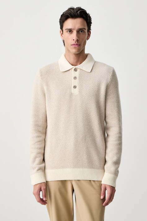 Joop! Sweter męski z wełną beżowy 30104713