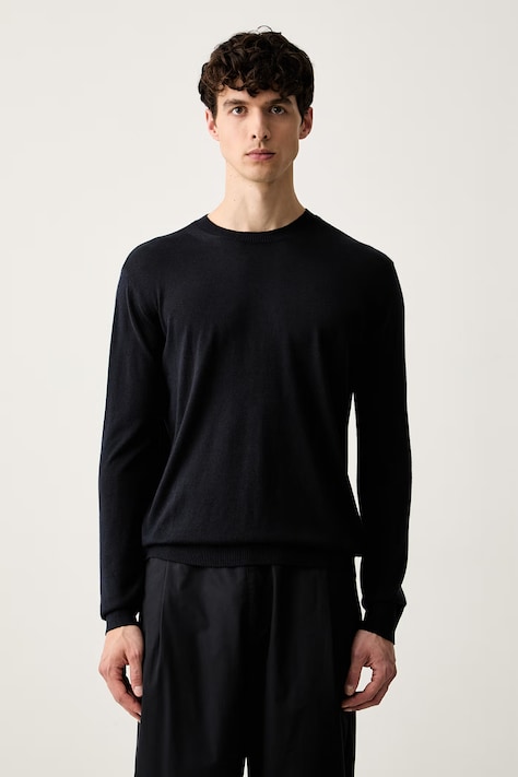 Emporio Armani sweter męski z jedwabiem granatowy EM006952 AF29558