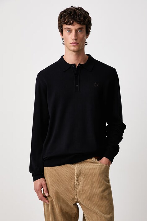 Fred Perry Sweter męski z wełną granatowy K4535